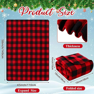 Tuanse 58 x 43 Inches 12 Volt Heated Car Blanket Plug in Portable Car Electric Blanket with Cigarette Lighter, Temperature Controller and Storage Bag for Rv Truck Traveling(Red Black,Checkered)