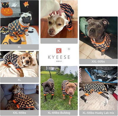 KYEESE Halloween Dog Pajamas for Medium Dogs Boy Girl Adorable Pumpkin Dog Pjs Festival Pet Onesie Stretchable Doggy Clothes 4 Legs Doggie Jammies Halloween Costumes,XX-Large