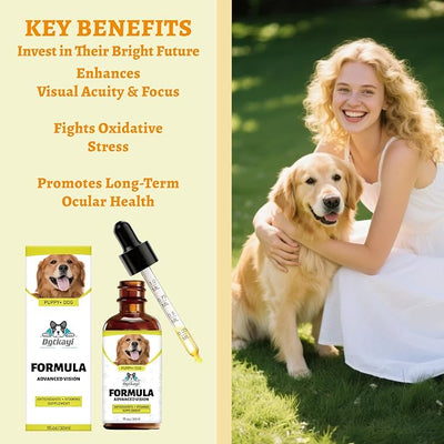 Advanced Vision Formula for Dogs – Liquid Eye and Vision Support Supplement – Supports Clear Vision & Reduces Cloudy Eyes & Cataracts in Dogs – with Lutein & Zeaxanthin – 1oz (30ml) Oral Drops