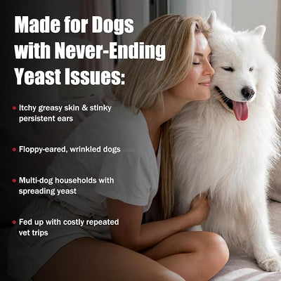 Dog Yeast Infection Treatment Chews, Itchy Skin Ear & Paw Relief for Dogs, Ringworm Malassezia Support Supplement,100% Veterinarian Formulated for All Ages & Weights,Chicken Flavor, 30 Count