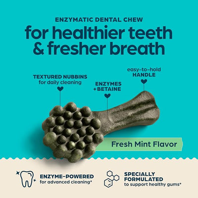 Chewsday Fresh Mint Flavor Dental Chews, Large Dog Treats, Healthier Teeth and Fresher Breath, Enzyme Powered for Advanced Cleaning, Made in the USA, 19 Count