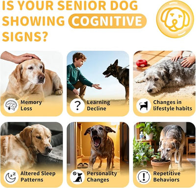 Advanced Calming Chews for Dogs-Brain & Composure Support with 7 Mushrooms, Ashwagandha, Omega-3 DHA & EPA, Anxiety Relief Dog Calming Treat, All Breeds & Sizes, Salmon 135CT