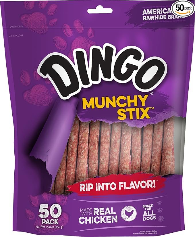 Munchy Stix for Dogs, Made with Real Chicken Treats for Small, Medium, and Large Breads 50-Count