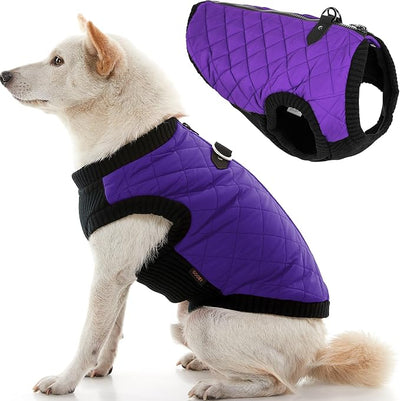 Gooby Fashion Vest Dog Jacket - Violet, X-Small - Warm Zip Up Bomber Vest with Dual D Ring Leash - Winter Water Resistant Small Dog Sweater