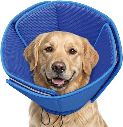 AOFITEE Soft Dog Cone, Adjustable Cones for Dogs After Surgery, Comfy Dog Cone Collar Alternative to Stop Licking, Elizabethan Recovery Collar for Large Dogs(Blue,Large)
