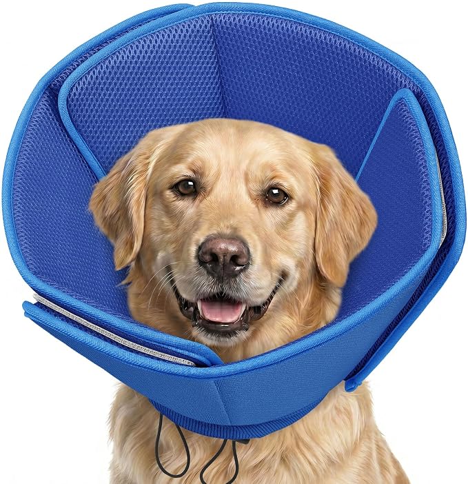 AOFITEE Soft Dog Cone Collar Anti-Licking, Dog Cone Alternative After Surgery, Elizabethan Cones for Large Dogs Post-Surgery, Neuter Recovery Pet Dogs E-Collar(Blue,X-Large)