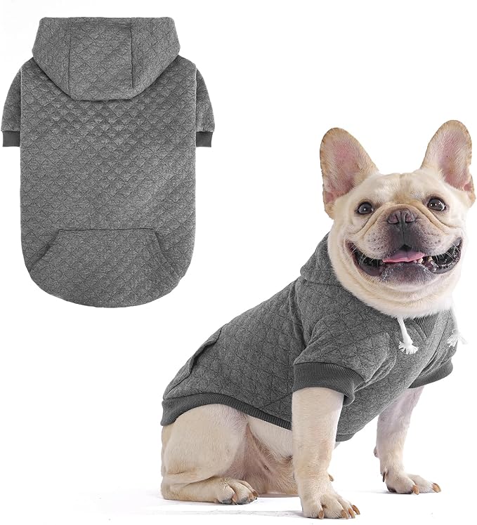 KOOLTAIL Dog Hoodie for Small Medium Large Dogs, Ultra-Warm & Soft Winter Fall Fleece Dog Hooded Sweatshirt Clothes Sweater, Lightweight Pullover Coat for Boy Girl Bulldog Pitbull Puppy Cats,Gray S