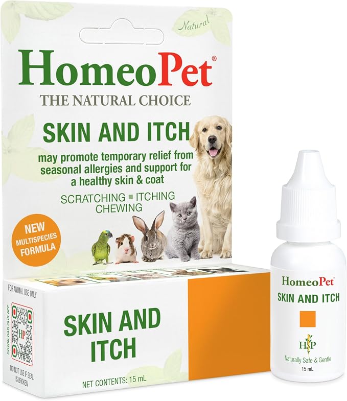 Skin and Itch, Safe and Natural Itch Relief for Dogs and Cats, Coat and Skin Soother for Pets, 15 Milliliters