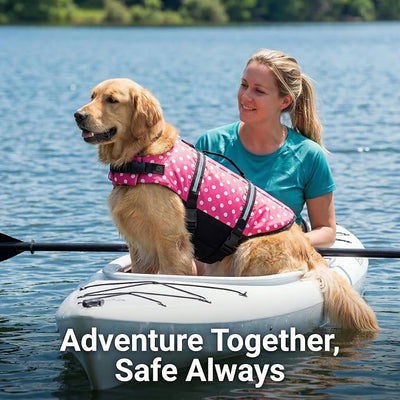 Doglay Dog Life Jacket with Rescue Handle, Dog Life Vest for Swimming Boating, Adjustable Reflective Puppy Swim Vest with Superior Buoyancy for Small Medium Large Dogs