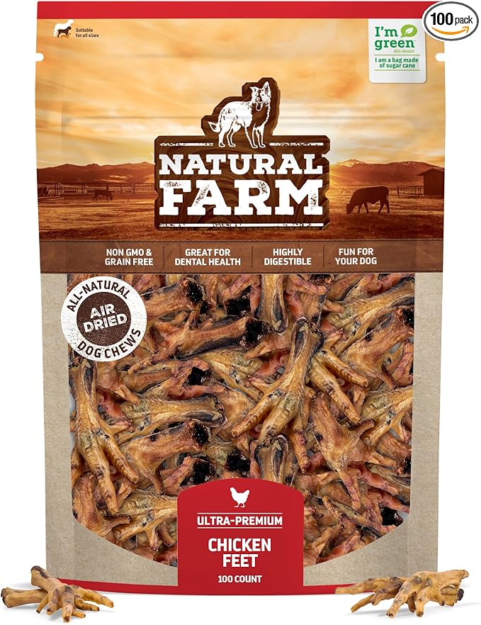 Nail-Free Chicken Feet Dog Treats (100 Pack), 100% Free-Range Air Dried Chicken Feet, No Nails, Fully Digestible, High Protein, Low Calorie, Joint Support, Single Ingredient