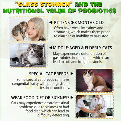 Cat Constipation Relief - Natural Laxative with 6 Probiotics Stool Softener, Digestive Support for Hairball Relief & Bowel Movement, Promotes Digestive Health, 2 fl oz (1 PCS)
