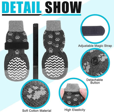 EXPAWLORER Anti Slip Dog Socks to Prevent Licking Paws, Dog Shoes for Hot Pavement, Dog Booties for Small Medium Large Senior Dogs, Traction Control Boots & Paw Protectors for Hardwood Floors