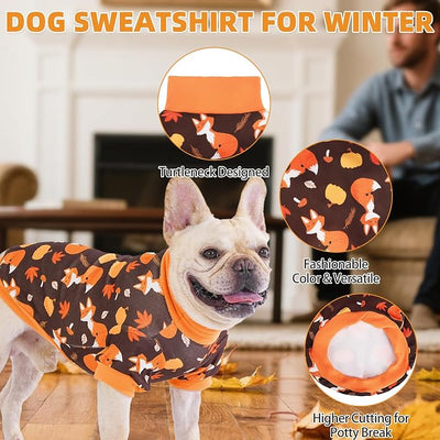 KOOLTAIL Thanksgiving Dog Sweater, 3 Pack Fleece Fall Dog Shirt Turtleneck Pullover Clothes for Small Medium Large Dogs, Fuzzy Soft Warm Pet Winter Cold Weather Coat for Puppy Cat Girl Boy, Autumn S