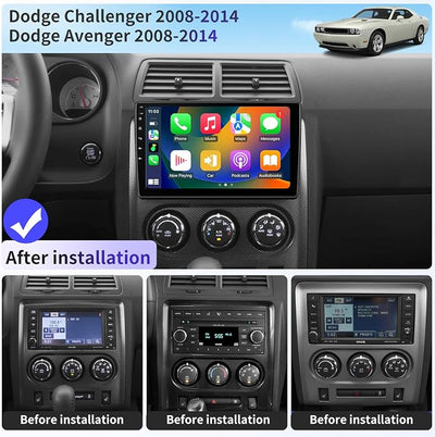 Car Radio for Dodge Challenger & Dodge Avenger 2008-2014 Stereo Replacement Upgrade 10” Android 14 Touch Screen Wireless CarPlay & Android Auto Head Unit GPS Navigation Bluetooth WiFi DSP SWC FM Radio