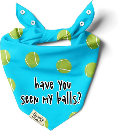 Funny Snap-On Dog Bandana for Small Medium Large Pets, Dogs Cats Adjustable Handkerchief Scarf for Girl & Boy, Cute Puppy Apparel & Accessories (Have You Seen My Balls, Large)