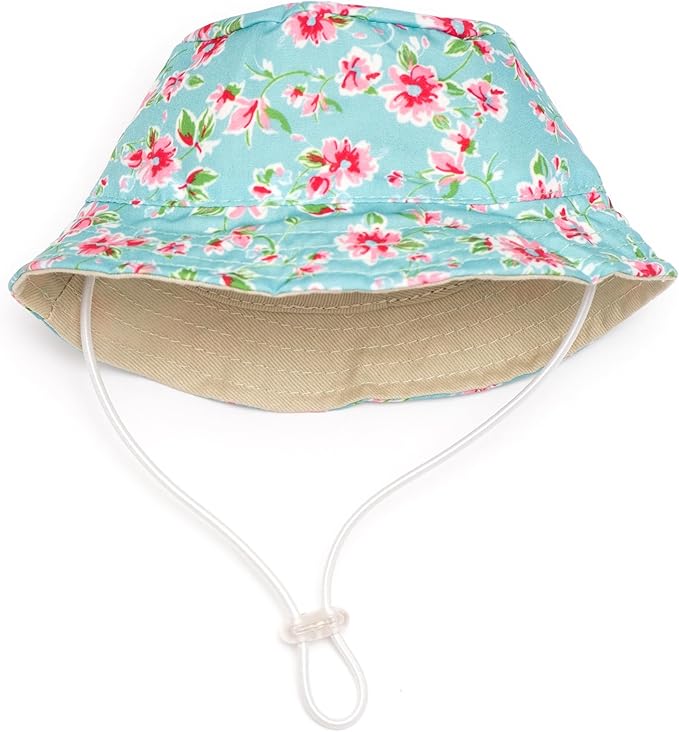 THE WORTHY DOG Watercolor Floral Hat for Dogs – Lightweight Pet Sun Hat with Adjustable Chin Strap, Soft Brim & Bright Colors - Teal, X-Large