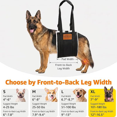 Dog Sling for Large Dogs Hind Leg Support, Magic Tape Dog Lift Harness, Soft Dog Support Harness for Back Legs, Hip Support Harness to Help Senior, Injured, Disabled and After ACL Surgery