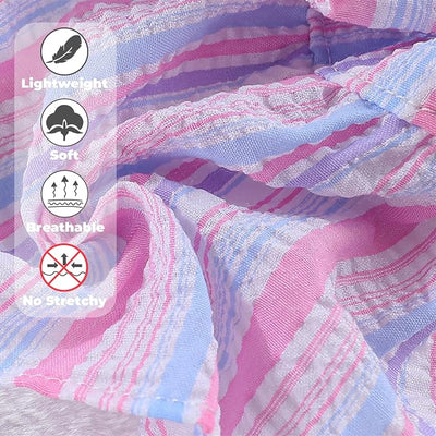 Pet Dog Harness Dress, Cute Striped Pattern with Bow, Princess Puppy Dresses with Button Closure, Summer Dog Clothes for Small Dogs Girl (Purple, X-Large)