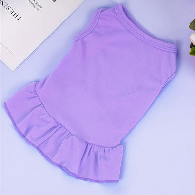 Dog Dresses Cat Skirt Solid Color Dog Clothes Summer Sleeveless Puppy Girl Clothes for Small Pet Dogs Cats (Light Purple, Small)