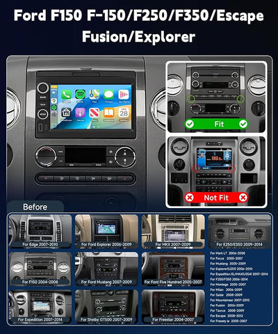 4+64G 7″ Android Car Stereo for Ford F150 F250/F350 2004-2016, Plug&Play Wireless CarPlay Android Auto DSP 32EQ,IPS Touchscreen,GPS,Backup Camera for Explorer Mustang Escape Fusion F250 Radio