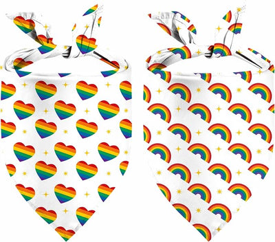 Rainbow Dog Bandanas Love is Love Pride Triangle Bibs Dog Paw Pet Scarf Reversible Double-Sided Pet Neckerchief for Pride Day Small Medium Large Cat Costume Accessories