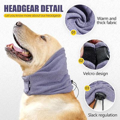 Quiet Ears for Dogs - Adjustable Ear Covers for Noise, No Shake Dog Head Wrap, Dog Calming Hood for Thunder, Lightning, Fireworks, Vet Visits, Polyester and Stretch Cotton Blend, Purple, Small