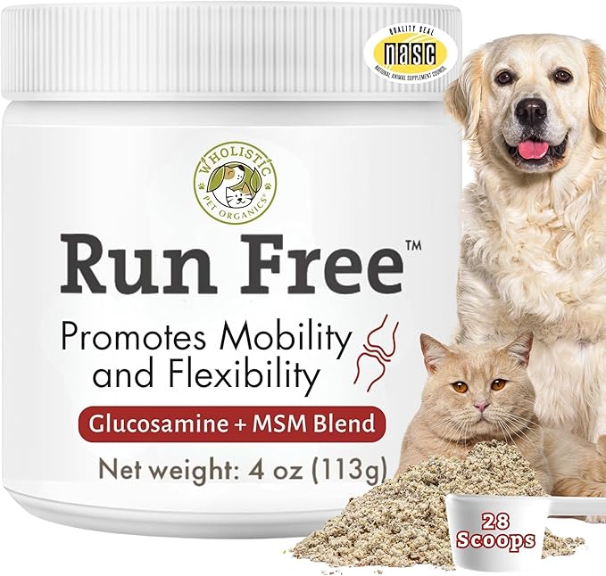 Max Strength Hip and Joint Supplement for Dogs & Cats - Cat & Dog Joint Supplement Powder, Chondroitin & MSM to Support Mobility - Glucosamine for Dogs & Cats - 4 oz - 28 Scoops