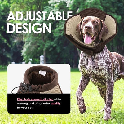 AOFITEE Dog Cone - Foldable Cone for Dogs After Surgery, Adjustable Comfy Cones to Stop Licking, Soft Dog Cone Collar for Large Dogs, Elizabethan Pet E-Collar for Wound Healing, Brown Large