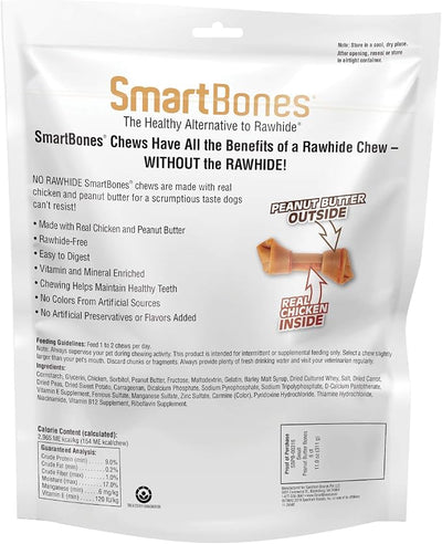 SmartBones Small Bones Chicken & Peanut Butter No-Rawhide Dog Chews, 11 oz., Count of 6