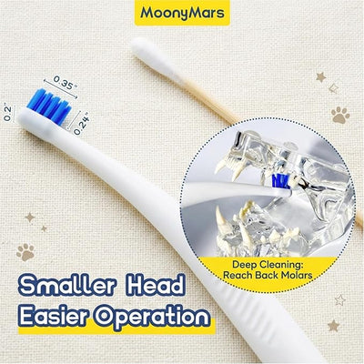 Cat Toothbrush Tiny, Small Dog & Puppy Tooth Brushing Kit, Ultra Soft & Mini 15° Curved Head Teeth Brush for Kitten Pet, Doggy Toothbrushes Deep Dental Clean, Soft Bristles, 2 PCS - White