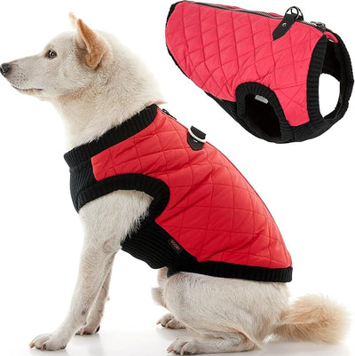 Gooby Fashion Vest Dog Jacket - Red, X-Small - Warm Zip Up Bomber Vest with Dual D Ring Leash - Winter Water Resistant Small Dog Sweater