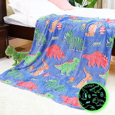 Twin Size Blanket for Bed Couch, Large Soft Warm Fleece Kids Dinosaur Throw Blanket for Teens Boys Toddlers, All-Season Girls Boys Dino Bedroom Home Decor (Twin XL) 60"x80"