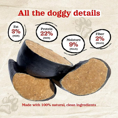 Natural Farm Bacon & Cheese Flavor Filled Cow Hooves for Dogs (4-Pack), Long-Lasting Natural Hoof Beef Bone Treats, Best for Small, Medium & Large Dogs