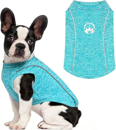 PETCARE Sun Protection Dog Shirts for Medium Dogs Quick Dry Soft Stretchy Dog T-Shirts with Reflective Label Tank Top Sleeveless Vest Pet Clothes, Athletic Fabric, Blue, XXL (Chest 26" Length 19.7")