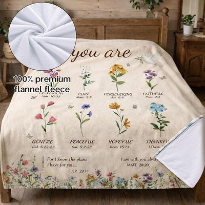 Christian Gifts for Women,Birthday Gifts for Mum,Inspirational Religious Blanket Gift with Flowers, Soft Flannel Throw Blanket for Bed Couch Sofa, Spiritual Gift for Sister, Friends Family Self 50x60”