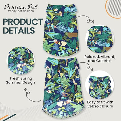 Parisian Pet Amazonia Dog Shirt - Cotton Clothes for Small Dogs - Stylish Tropical Dog Outfit - Lightweight and Soft Puppy Clothes - Trendy Tshirts for Dogs - Comfortable Summer Pet Apparel