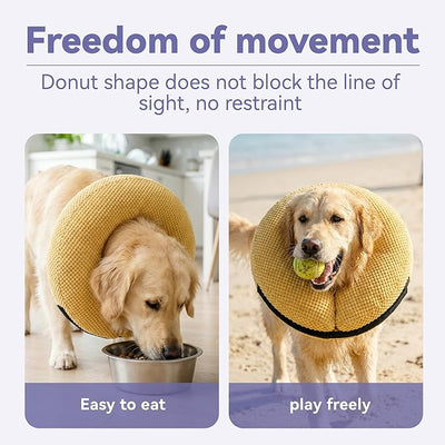 Loflaze Inflatable Dog Cone Collar - Dog Neck Donut Cone Collar Alternative After Surgery - Soft Cone for Large Medium Small Dogs Cats - Alternative Recovery E Collar (Yello, XXL)