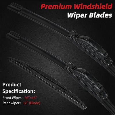 OTUAYAUTO Windshield Wiper Blades Replacement for Subaru Crosstrek 2013-2017 XV Crosstrek 2013-2015 Impreza 2012-2016, Nissan Murano 2009-2016 All Weather Front and Rear Wipers 26"+16"+12" (Pack of 3)
