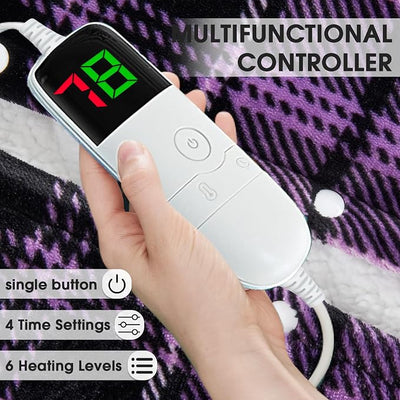 OCTROT Heated Blanket Electric, Twin Size 62X84, Heating Blanket with 10 Heating Levels & 8 Hours Auto Off, Purple Plaid Sherpa Blankets Warmer, Home Decor for Couch Bed Office,Gifts for Mom, Women