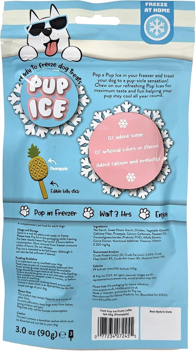 SPOT Pup Ice- Ready to Freeze at Home Dog Treats-Edible Chews for Small Breed Dogs & Puppies with Real Chicken to Keep Your Pup Cool Year Round, Fruity Lollies Pineapple Flavor, 3pcs