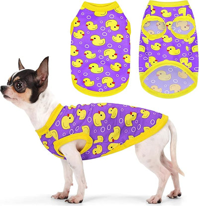 Adorable Yellow Duck Dog Shirt: Lightweight Polyester Cartoon Puppy Vest, Small Medium & Large Dog T-Shirt, Summer Pet Clothes, Cute Dog Apparel, Breathable Dog Tank Top Purple 3XL
