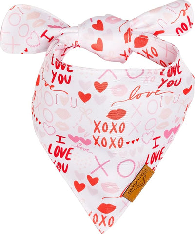 Remy+Roo Dog Bandanas - 2 Pack | Valentine's Day XOXO Dog Bandanas Set | Premium Durable Fabric | Patented Shape Bandanas for Dogs (XOXO, X-Large)