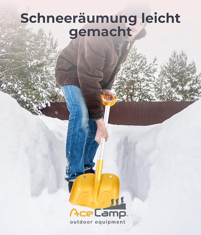 AceCamp Lightweight Collapsible Snow Shovel, Portable Adjustable Aluminum Emergency Shovel, Foldable Telescopic Winter Shovel for Car, Camping, Home
