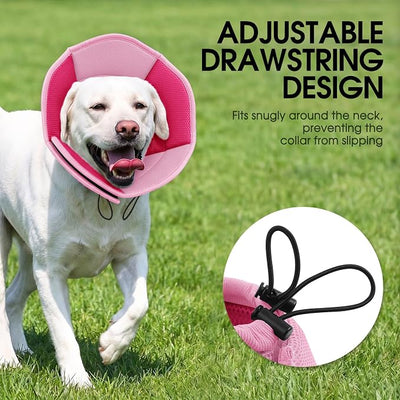 Dog Cone - Soft Cone for Dogs to Stop Licking, Pet E-Collar Alternative After Surgery, Adjustable Pet Recovery Collar for Wound Healing, Pink Large