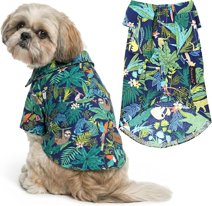 Amazonia Dog Shirt - Cotton Clothes for Medium Dogs - Stylish Tropical Dog Outfit - Lightweight and Soft Puppy Clothes - Trendy Tshirts for Dogs - Comfortable Summer Pet Apparel