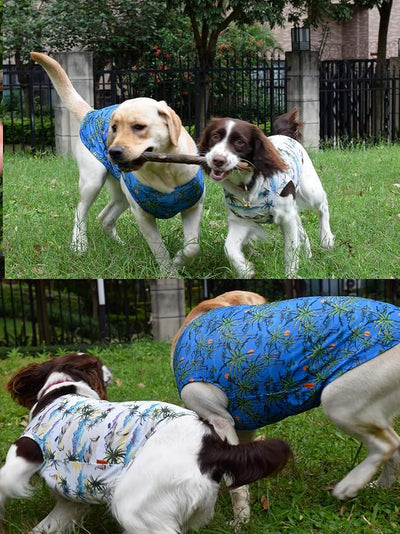 Dog Hawaiian Shirts,Wettable Water, Instant Cooling, Air-mesh Fabric Dog UV Shirt,Dog Cooling Shirts,Quick Dry Sun T-Shirt for Small Medium Large Dog Breed,Girl Boy Dogs Outfit,2Pack.