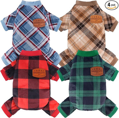 4 Pack Dog Pajamas Soft Lightweight Dog Recovery Suit Onesie Clothes for Small Medium Large Female Pet Boys Girls Dogs Cats