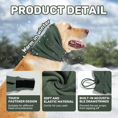Dog Calming Hoodie, No Shake Ear Wraps for Dogs, Adjustable Dog Ear Muffs for Noise Protection, Ear Wrap Head Cover for Anxiety Relief & Hematoma (Olive Green, M(Head Circle:13.8"-18.9"))