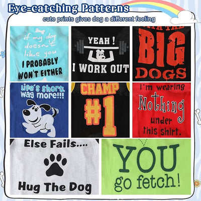 Saintrygo 8 Pieces Dog Shirts Pet Printed Clothes with Funny Letters Summer Pet T Shirts Cool Puppy Breathable Dog Outfit Soft Sweatshirt Cats(Cute Pattern,Medium)