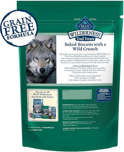 Blue Buffalo Wilderness Trail Treats High Protein Grain Free Dog Biscuits Crunchy Dog Treats, Duck Recipe, 24-oz Bag